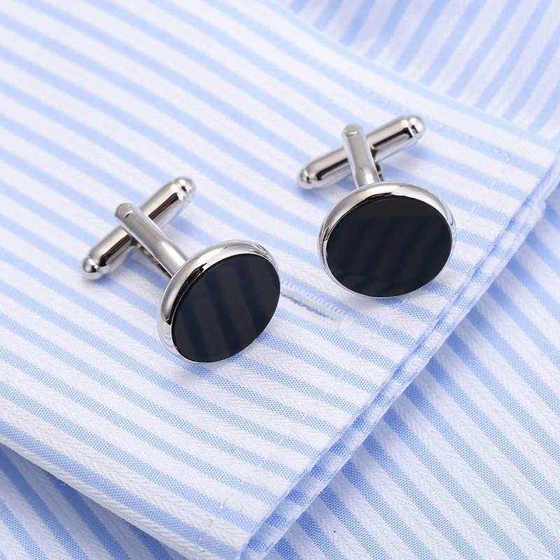 Black Onyx Sterling Silver Rounded Cuff Links  |  Mens Watches & Jewelry Accessories Mens