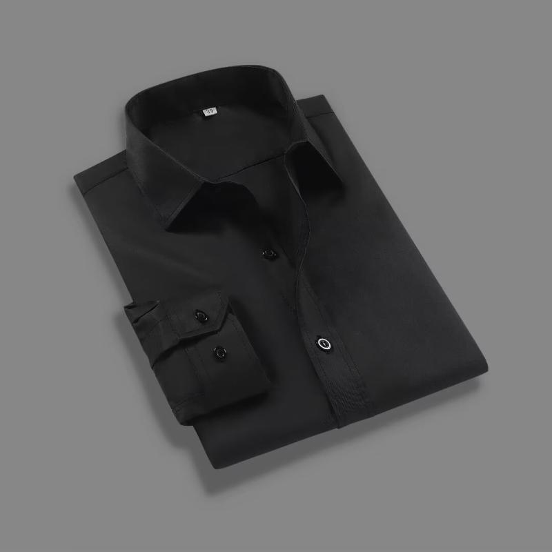 Bowery Performance Stretch Dress Shirt With Spread Collar  |  Mens Dress Shirts Clothing Black