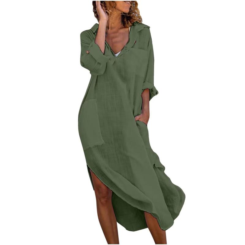 Bungalow Maxi Popover Dress In Linen  |  Womens Dresses & Jumpsuits Clothing Dresses & Jumpsuits