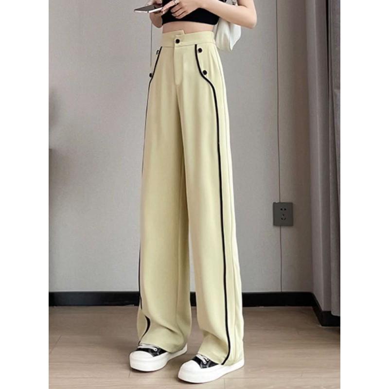 Collection Contrast-Trim Wide-Leg Essential Pant In Wool Blend  |  Womens Suiting Clothing Ivory