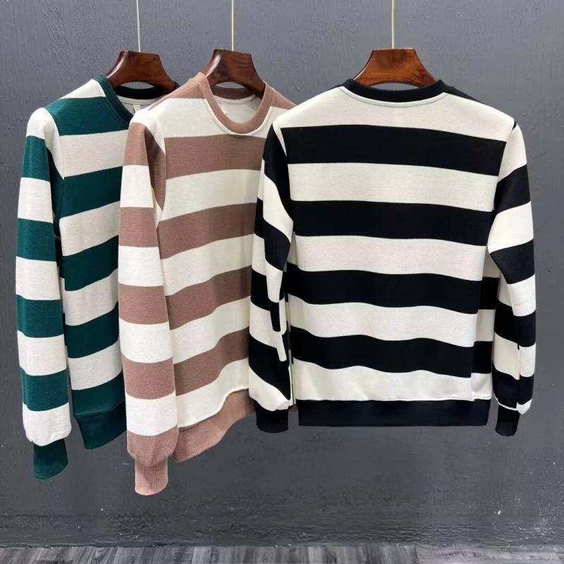 Cotton Piqué-Stitch Sweater In Stripe  |  Mens Sweaters Clothing Hthr Bluestone Stripe