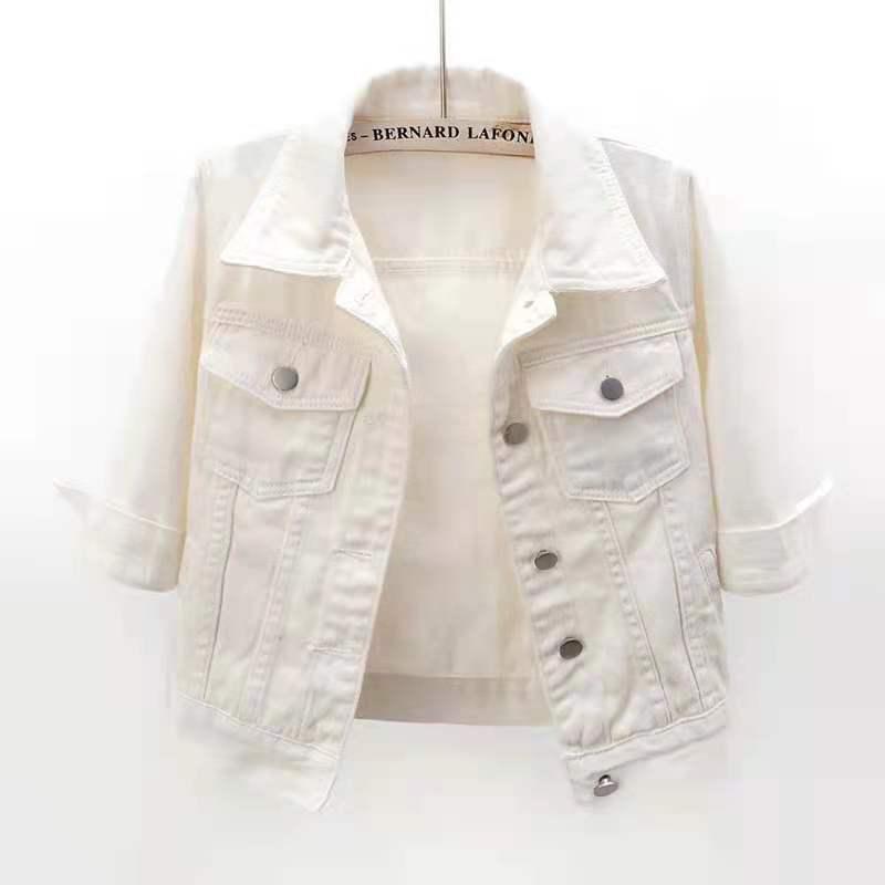 Cropped Denim Trucker Jacket In White  |  Girls Coats & Jackets Clothing Coats & Jackets