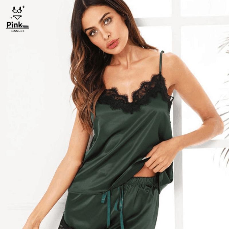 Lace-Trim Camisole Top In Textured Satin  |  Womens Matching Sets Clothing Light Lakeshore