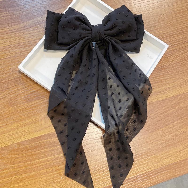 Large Swiss-Dot Organza Bow  |  Womens Hair Accessories Black