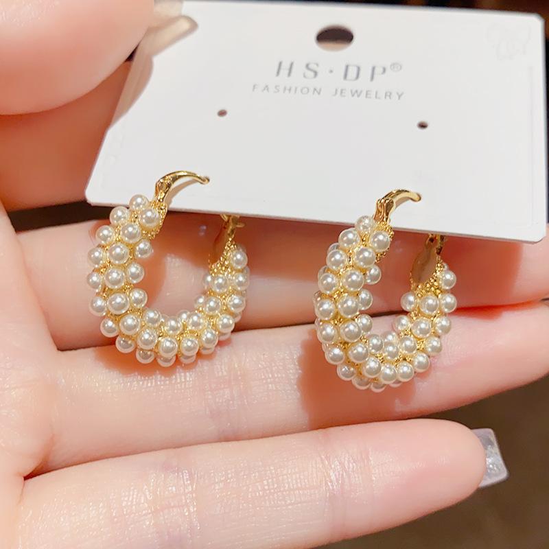 Layered Mini-Pearl Hoop Earrings  |  Womens Jewelry Accessories Jewelry