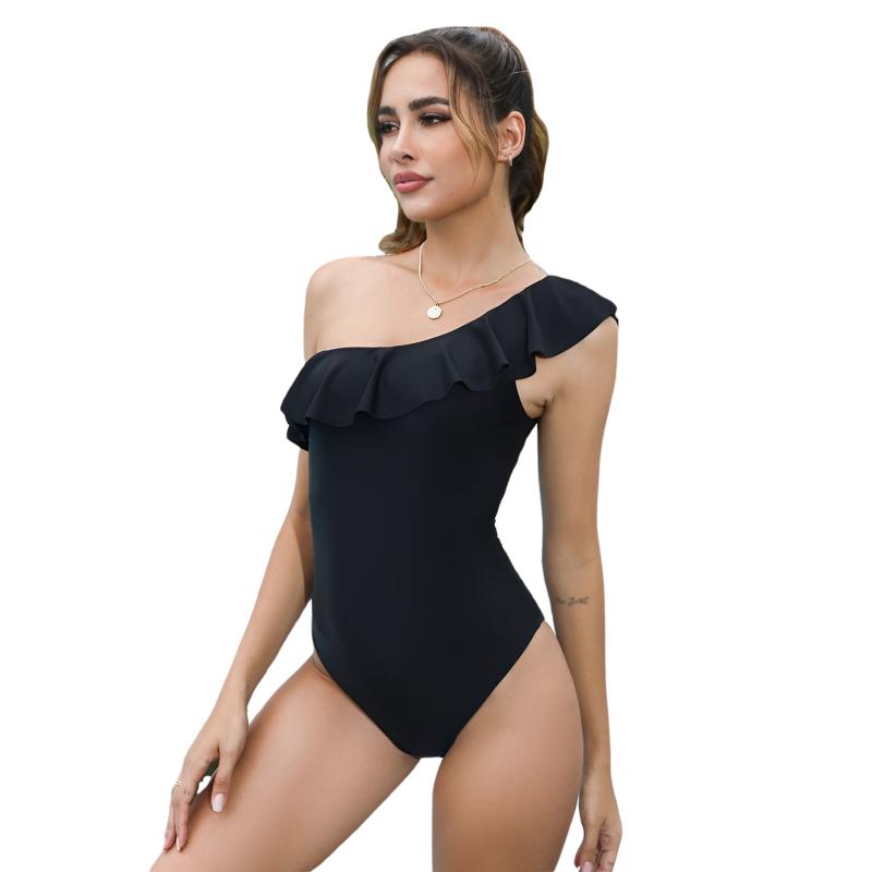 Matte Ruched One-Piece Swimsuit With Ruffles  |  Womens Swimwear Clothing Cool Cypress