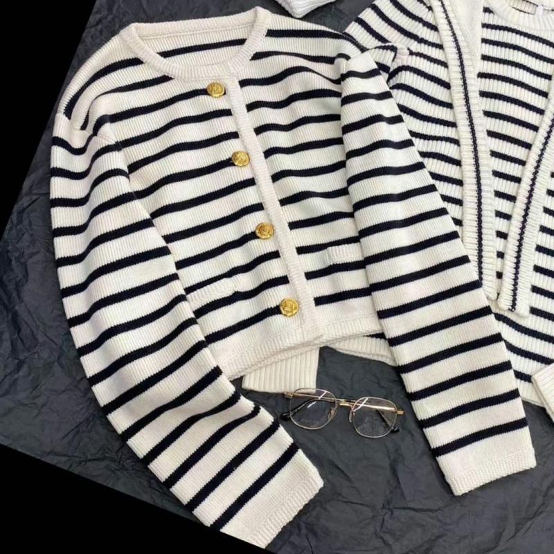 New Relaxed Emilie Sweater Lady Jacket In Stripe  |  Womens Sweaters Clothing Natural Navy