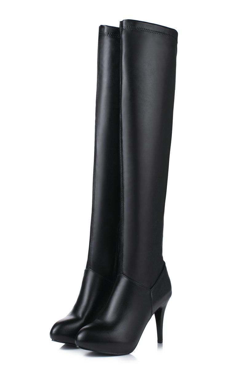 New Stevie Knee-High Pull-On Boots In Leather  |  Womens Made In Spain Shoes Black