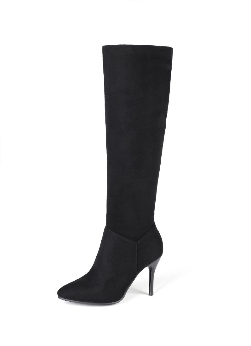 New Stevie Knee-High Pull-On Boots In Suede  |  Womens Made In Spain Shoes Black