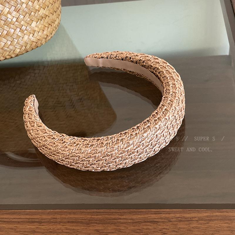 Oversized Woven Net Headband  |  Womens Straw Accessories Natural