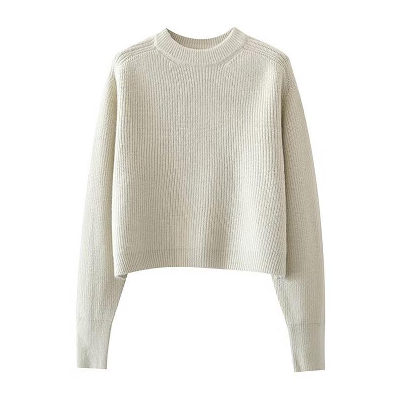 Pre-Order Ribbed Cashmere Cropped Crewneck Sweater  |  Womens Sweaters Clothing Sweaters