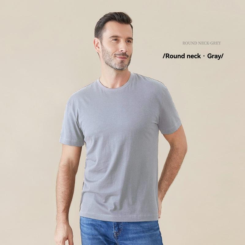 Relaxed Premium-Weight Cotton No-Pocket T-Shirt  |  Mens T-Shirts Clothing Marled Sky Blue