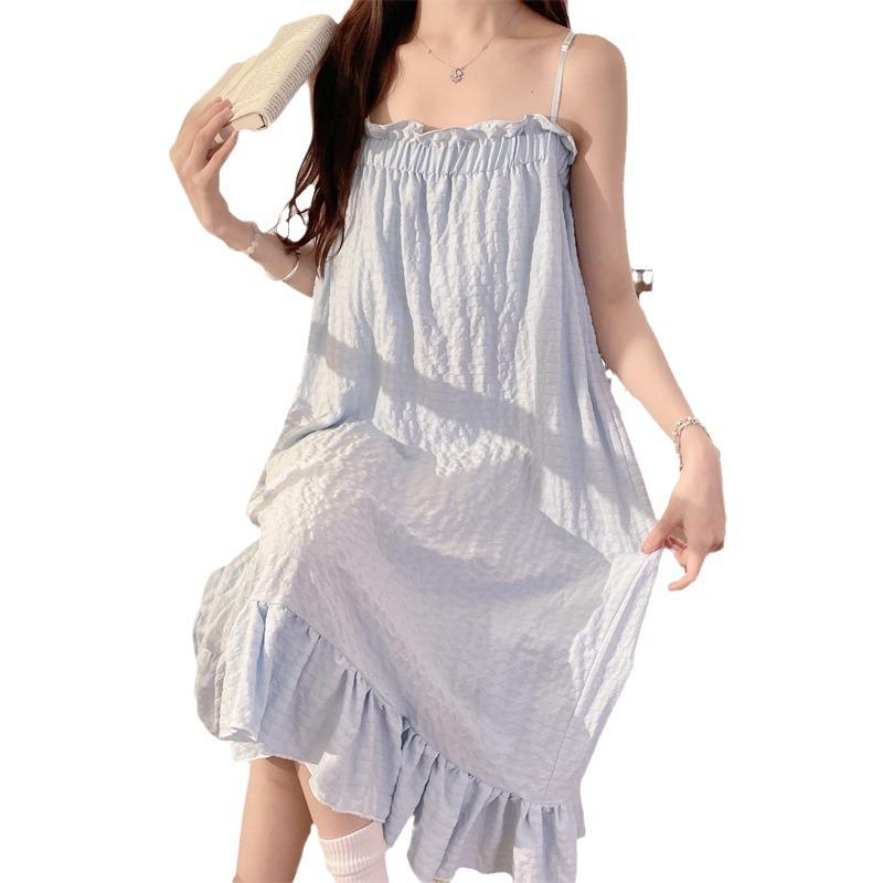 Ruffle Beach Dress In Stripe Airy Gauze  |  Womens Swimwear Clothing Brilliant Ocean Stripe