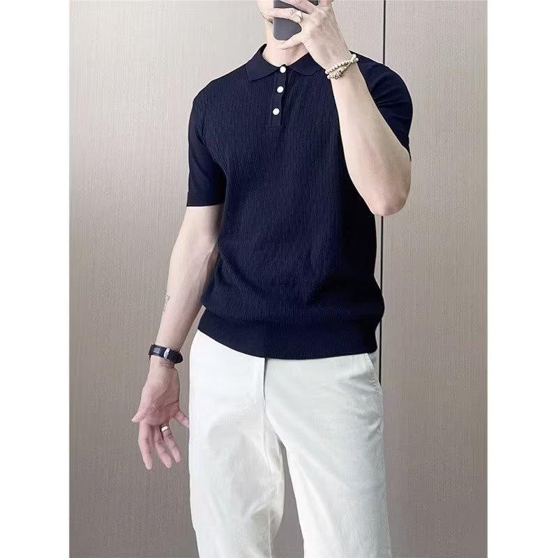 Short-Sleeve Cotton Cable-Knit Sweater-Polo  |  Mens Sweaters Clothing Mens