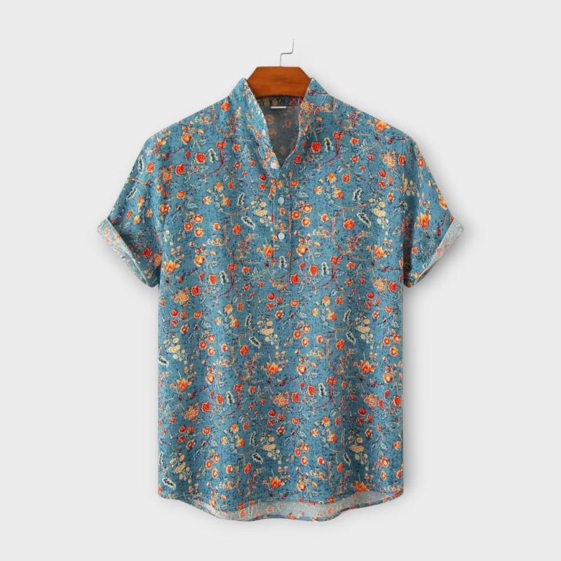 Short-Sleeve Linen Shirt In Print  |  Mens Casual Shirts Casual Shirts Casual Shirts