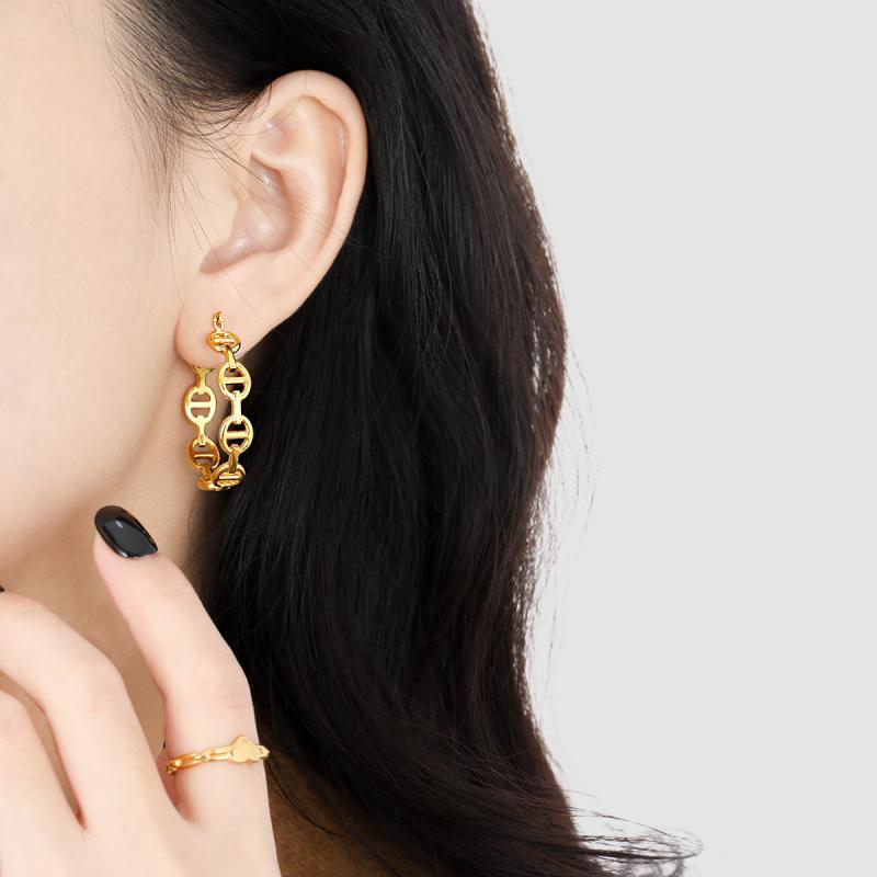 Signature Gold-Link Earrings  |  Womens Jewelry Accessories Burnished Gold